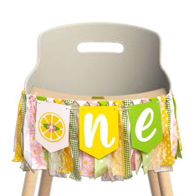 ZAIBIANHAO Lemon First Birthday High Chair Banner - Lemonade 1st Birthday One Garland, Fruit Theme Party Decorations,First Smash Cake Wall Photo Prop (Lemon Banner)