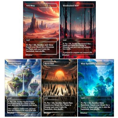 10x | All Fetch Lands | Anime | Full Art | Foil or Non-Foil (1x of each Non Foil)