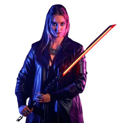 Kose Red LED Katana Cyberpunk Prop Replica Cosplay Gift Sword Lights (Just One + Back Harness Strap)