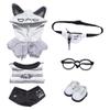 niannyyhouse 10cm 15cm 20cm Plush Doll Clothes Hoodie Vest Pants Backpacks Glasses Shoes Wolf Bear Outfit Soft Stuffed Toy Dressup Gift (Gray-10cm) view 1