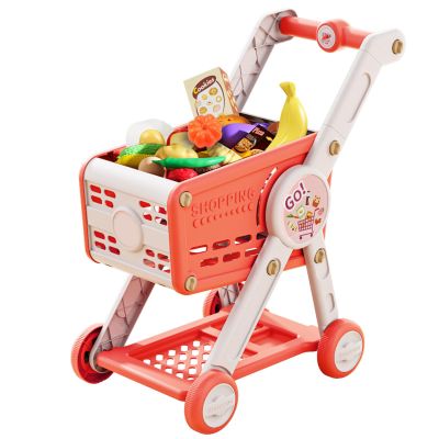 INSHUEY Pretend Shopping Playset Toy Kids Groceries Girls Boys Playing House Toys Big Size Shop Cart 30 Pack Toy with Play Kitchen Accessories