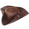 Brown Faux Leather Pirate Hat,Tricorn Pirate Hat,Novelty Leather Pirate Hat for Men Women Halloween Costume Accessories,Cosplay view 1