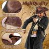 Brown Faux Leather Pirate Hat,Tricorn Pirate Hat,Novelty Leather Pirate Hat for Men Women Halloween Costume Accessories,Cosplay view 3