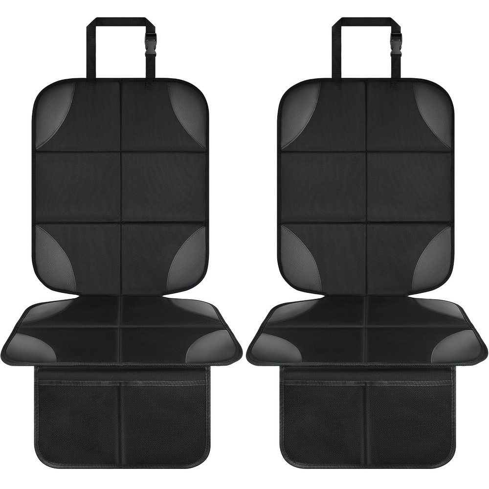 Musclez Car Seat Protectors, Car Seat Covers Waterproof 600D Fabric, Non-Slip Backing & 2 Mesh Pockets Carseat Protector for Baby Child Safety Seats, Pets, Automotive Interior Protection, Pack of 2
