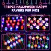 118 PCS Halloween Party Favors Bulk, 80 Rings, 14 Brooches, 12 Necklaces, 12 Bracelets,Halloween Toys for Kids, Glow in the Dark Toys, Bulk Halloween Goodie Bag Fillers, Halloween Party Supplies view 2