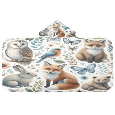 Kigai Cute Animals Hooded Baby Towel Ultra Soft and Absorbent Hooded Bath Towel for Boy Girl Baby Beach Towel Shower Gift for Newborn Infant Toddler, 50x23.5 Inch