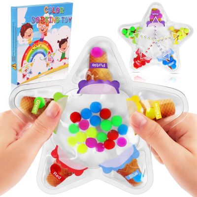 Color Sorting Sensory Toys for Toddlers, Color Matching Fidget Toys for Calming, Preschool Learning Montessori Toy Travel Fine Motor Skills Game for Kids Boys Girls Ages 3-5