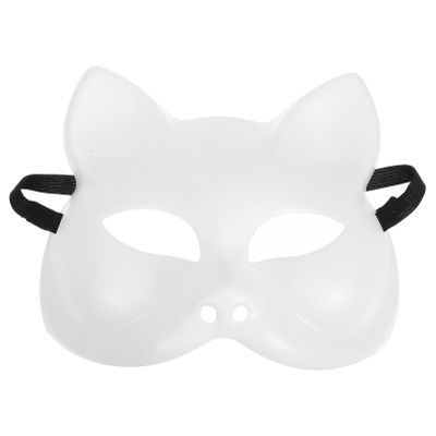 Amosfun Blank Cat Face Mask for Diy Painting Unisex Masquerade Mask for Parties Plastic Half-face Decoration for Arts Crafts for Halloween