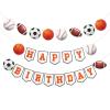 3pcs Sports Birthday Banner - Happy Birthday Basketball Baseball Football Rugby Decorations for Photo Props Party Supplies