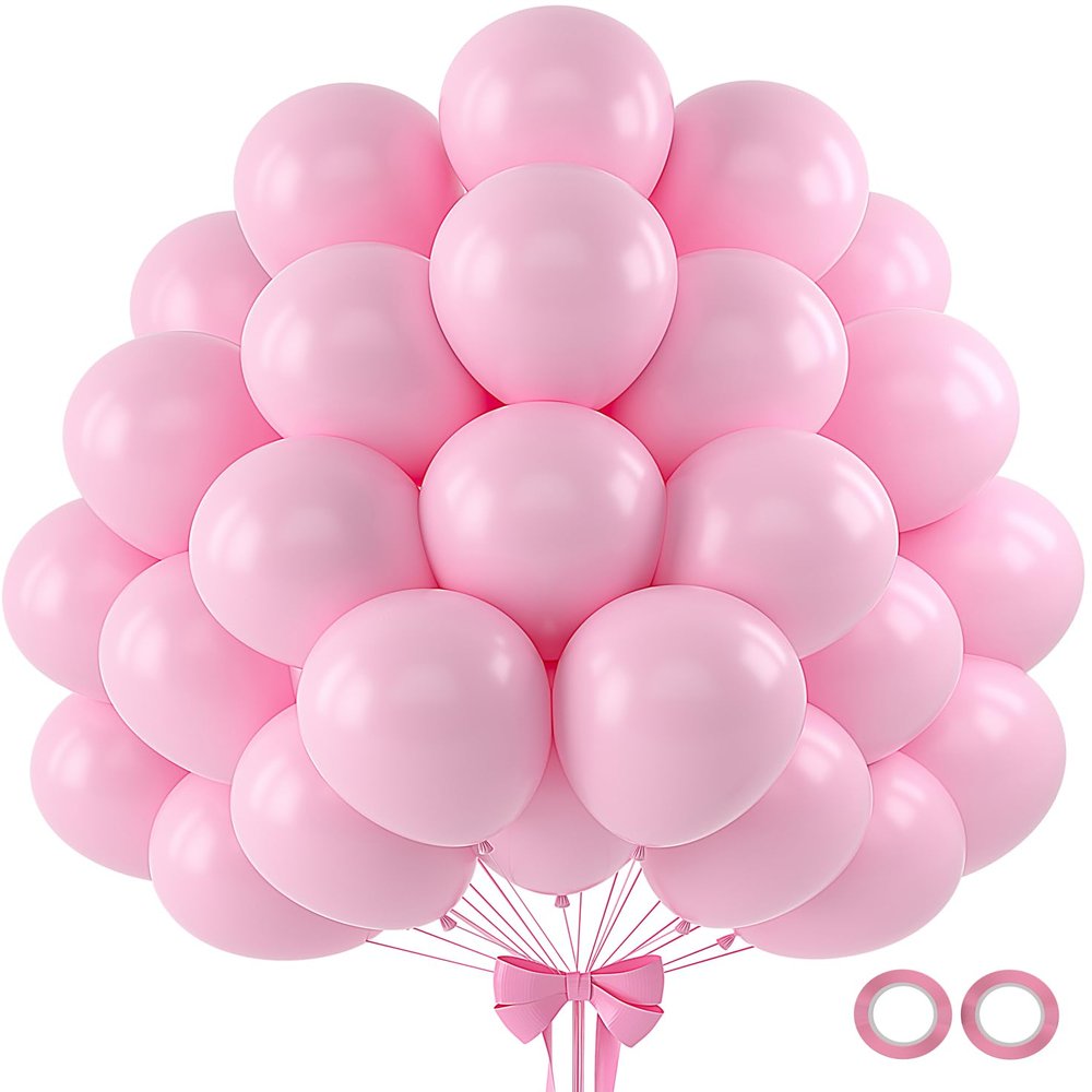 110pcs Pastel Pink Balloons 12 Inch Light Pink Balloon for Pink Birthday Decorations Christmas Gender Reveal Engagement Anniversary Princess Bridal Shower Baby Shower Decorations