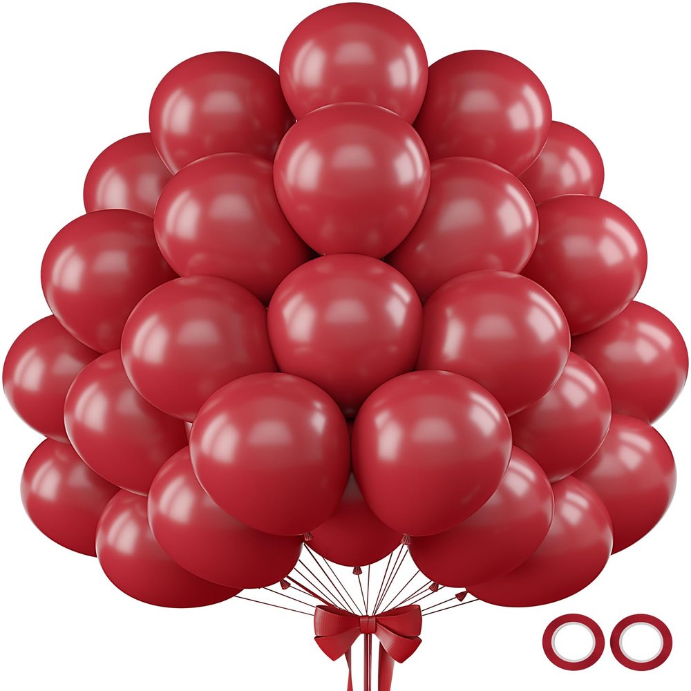 110pcs Ruby Red Balloons 12 Inch Dark Red Latex Balloon Arch Kit for Birthday Baby Shower Anniversary Graduation Wedding Party Decorations