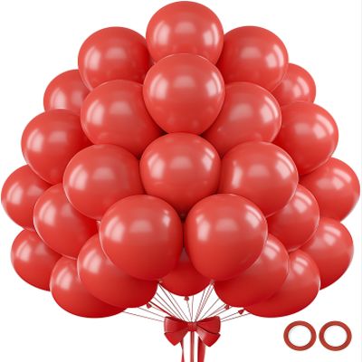 110pcs Red Balloons 12 Inch Latex Balloon for Red Birthday Decoration Wedding Christmas Gender Reveal Engagement Anniversary Princess Bridal Shower Baby Shower Decorations