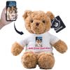 ToysCentral Basics Personalized Gifts for Women Men Stuffed Bear Plush Toys with Customized Text, Personalized Teddy Bear with T-Shirt as for Christmas Valentines Day Birthday (13 inch-Text+Photo), White view 1