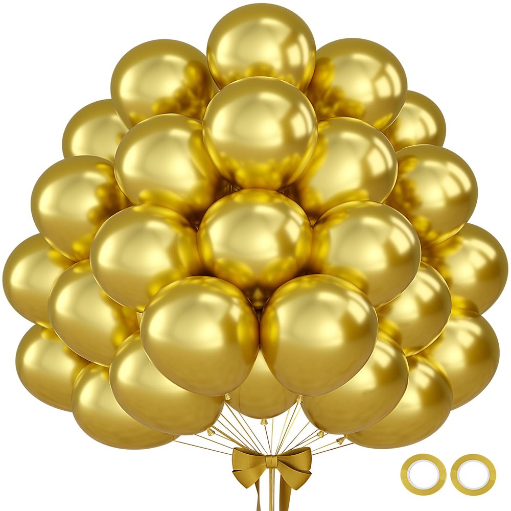 110pcs Gold Balloons 12 Inch Latex Balloon for Gold Birthday Decorations Wedding Christmas Gender Reveal Engagement Anniversary Princess Bridal Shower Baby Shower Decorations