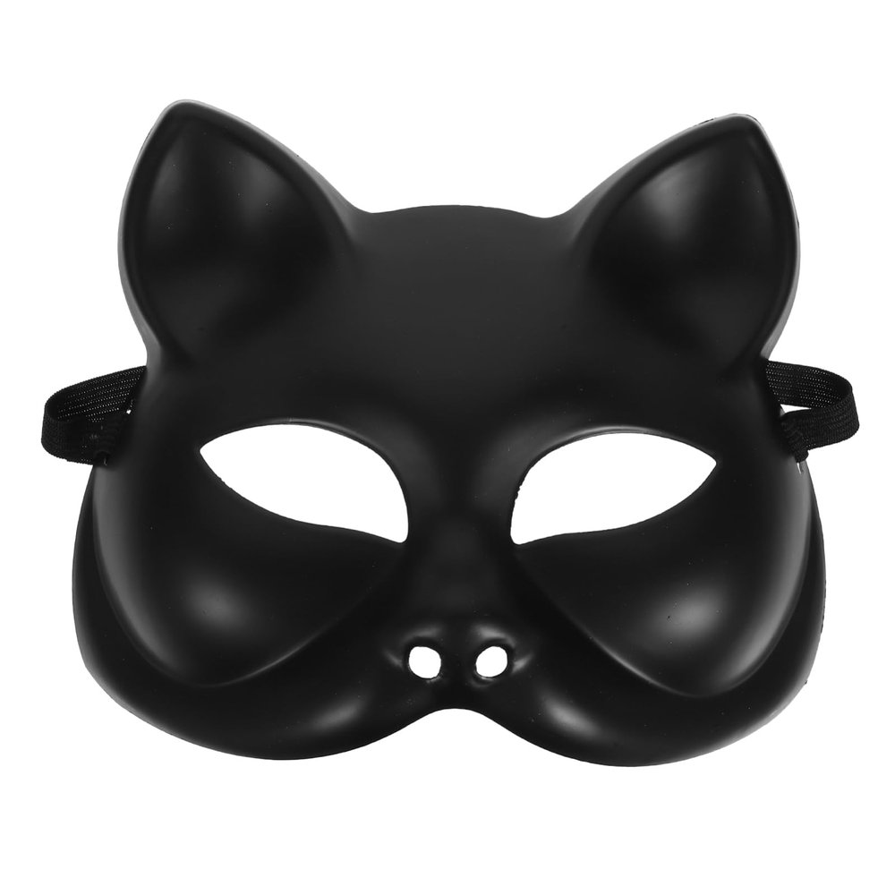 Amosfun Party Mask Blank Plastic Cat Face Mask for Diy Arts Crafts Unpainted Masquerade Prop for Halloween Cosplay and Carnival Creative Fun for Parties and Performances