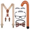 6pcs Kids Old Man Costume 100 Day of School Grandpa Costume for Boys 1920s Old Man Outfit Halloween Costume Dress Up Set Including Bow Tie Cane Beard Eyebrow Suspenders Glasses for Kids Boy Halloween view 1