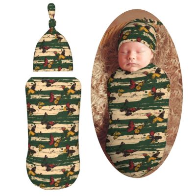 Muishi Jamaican Flag and Butterflies Vintage Newborn Swaddle Blankets Hat Sets Soft Baby Receiving Blanket Swaddle Sack for Baby Shower Infant Boy Girl Gift