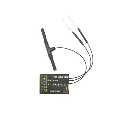 FlightModel FrSky 2.4GHz&900MHz TD R12 Receiver 12 Channel Ports for radio communications-, Black