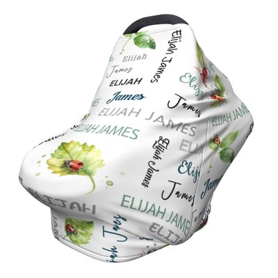 Personalized Baby Car Seat Cover Infant Carseat Canopy, Custom Ladybug Carrier Covers, Summer Stroller Canopy, Mom Nursing Breastfeeding Cover