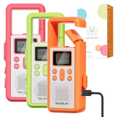 QUOLIX Walkie Talkies for Kids 3 Pack Rechargeable with SOS/NOAA/VOX Hands-Free, Durable Kids Walkie Talkies for 3-12 Year Old Boys Girls, Outdoor Backyard Camping Trio Family Fun Birthday Gifts