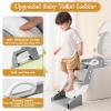 3 in 1 Toddler Potty Training Seat Chair with Ladder and Basin for Boys and Girls, Adjustable Kids Potty Training Seat for Toilet with Anti-Slip Wide Steps and Safety Handles (Grey) view 2