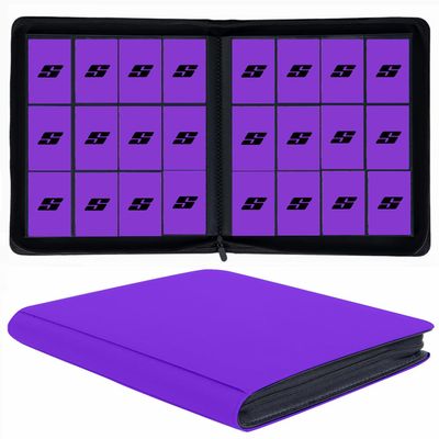 12 Pocket 720 Pockets Trading Card Binder, Ringless Side Loading Card Holder Album, Trading Card Album Fit for YuGiOh, MTG, TCG, Game Cards, Sports Cards, Business Cards (Purple)