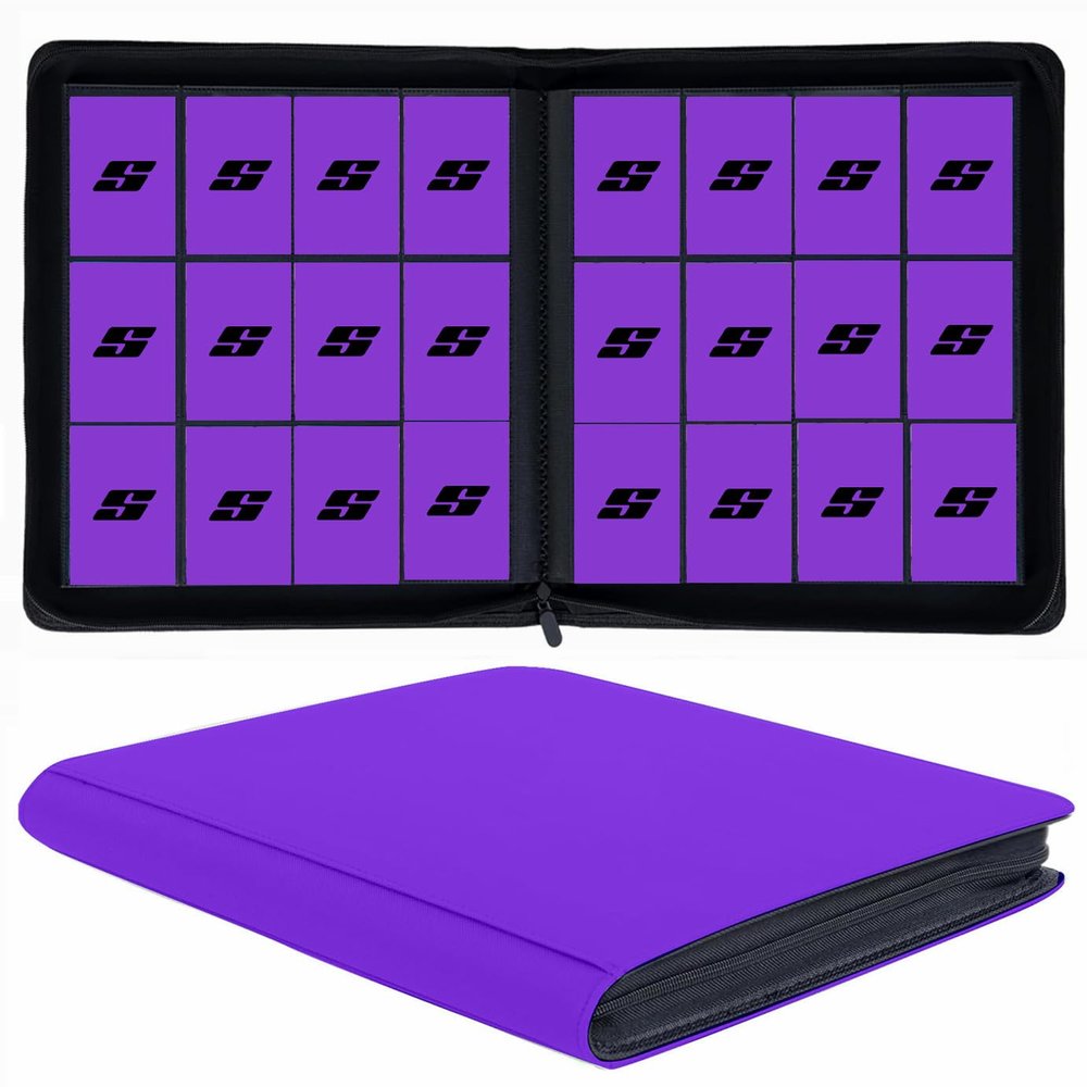 12 Pocket 720 Pockets Trading Card Binder, Ringless Side Loading Card Holder Album, Trading Card Album Fit for YuGiOh, MTG, TCG, Game Cards, Sports Cards, Business Cards (Purple)