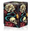 Card Deck Box for MTG Trading Cards, Magic Card Box Can Hold 110+ Single Sleeved Cards, Waterproof PU Leather Material, Strong Magnetic Buckle Card Set Box Suitable for TCG CCG, Rose Snake Skull view 1