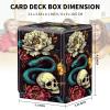 Card Deck Box for MTG Trading Cards, Magic Card Box Can Hold 110+ Single Sleeved Cards, Waterproof PU Leather Material, Strong Magnetic Buckle Card Set Box Suitable for TCG CCG, Rose Snake Skull view 3