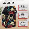 Card Deck Box for MTG Trading Cards, Magic Card Box Can Hold 110+ Single Sleeved Cards, Waterproof PU Leather Material, Strong Magnetic Buckle Card Set Box Suitable for TCG CCG, Rose Snake Skull view 4
