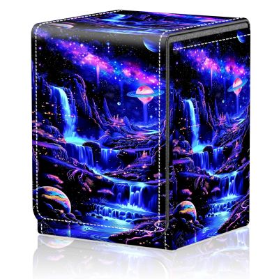 AIRWEE Card Deck Box for MTG Trading Cards, Magic Card Box Can Hold 110+ Single Sleeved Cards, Waterproof PU Leather Material, Strong Magnetic Buckle Card Set Box Suitable for TCG CCG, Blacklight