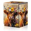 Card Deck Box for MTG Trading Cards, Magic Card Box Can Hold 110+ Single Sleeved Cards, Waterproof PU Leather Material, Strong Magnetic Buckle Card Set Box Suitable for TCG CCG, Cute Cows Flowers view 1