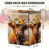 Card Deck Box for MTG Trading Cards, Magic Card Box Can Hold 110+ Single Sleeved Cards, Waterproof PU Leather Material, Strong Magnetic Buckle Card Set Box Suitable for TCG CCG, Cute Cows Flowers view 3