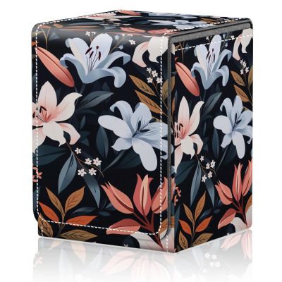 AIRWEE Card Deck Box for MTG Trading Cards, Magic Card Box Can Hold 110+ Single Sleeved Cards, Waterproof PU Leather Material, Strong Magnetic Buckle Card Set Box Suitable for TCG CCG, Blossom