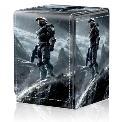 Card Deck Box for MTG Trading Cards, Magic Card Box Can Hold 110+ Single Sleeved Cards, Waterproof PU Leather Material, Strong Magnetic Buckle Card Set Box Suitable for TCG CCG, Doomsday Warrior