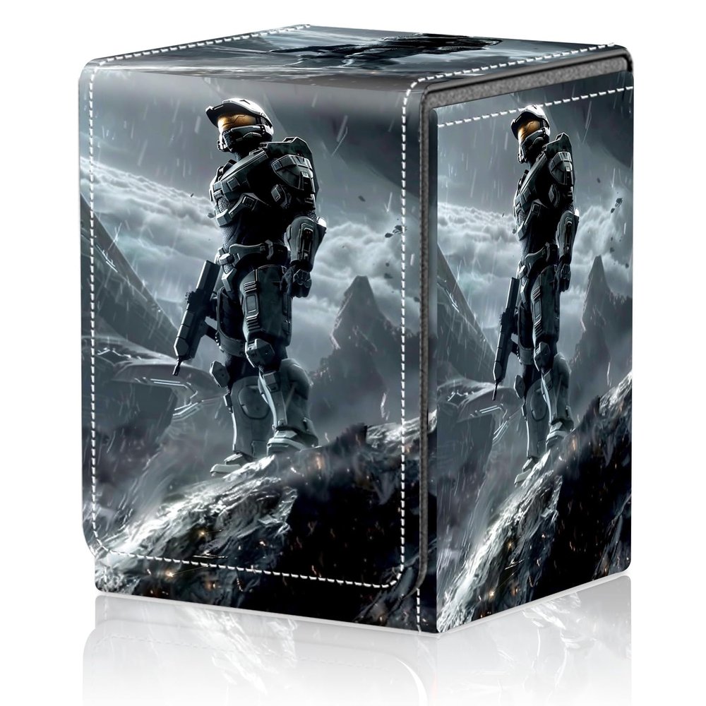 Card Deck Box for MTG Trading Cards, Magic Card Box Can Hold 110+ Single Sleeved Cards, Waterproof PU Leather Material, Strong Magnetic Buckle Card Set Box Suitable for TCG CCG, Doomsday Warrior