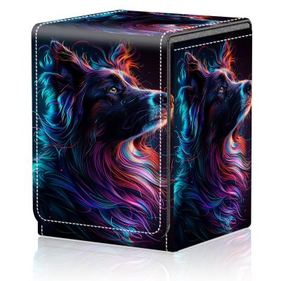 AIRWEE Card Deck Box for MTG Trading Cards, Magic Card Box Can Hold 110+ Single Sleeved Cards, Waterproof PU Leather Material, Strong Magnetic Buckle Card Set Box Suitable for TCG CCG, Shepherd Dog