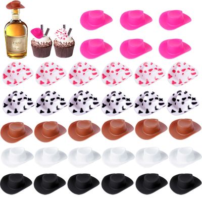 60 Pcs Plastic Mini Cowboy Hat, Tiny Western Cowboy Cowgirl Hats for Party Accessories,Miniature Cute Crafts Hat for Dollhouse Decorations (6 Colors)