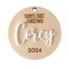 Baby's First Christmas Ornament, Personalized Name and Year, Handmade Wood Bauble, Custom Name Ornament, Newborn Gift, 1st Christmas Name Ornament, New Baby Gift, Christmas Tree Decor (Design 15) view 1