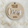 Baby's First Christmas Ornament, Personalized Name and Year, Handmade Wood Bauble, Custom Name Ornament, Newborn Gift, 1st Christmas Name Ornament, New Baby Gift, Christmas Tree Decor (Design 15) view 4
