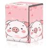 AIRWEE Card Deck Box for MTG Trading Cards, Magic Card Box Can Hold 110+ Single Sleeved Cards, Waterproof PU Leather Material, Strong Magnetic Buckle Card Set Box Suitable for TCG CCG, Pink Cute Pig view 1