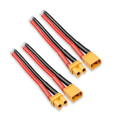 Ledvillage 2 Pairs XT30 Plug 2 Male + 2 Female Connector with 100mm 16AWG Silicone Wire for RC Lipo Battery FPV Drone (4 Pcs)