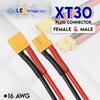 Ledvillage 2 Pairs XT30 Plug 2 Male + 2 Female Connector with 100mm 16AWG Silicone Wire for RC Lipo Battery FPV Drone (4 Pcs) view 2