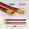 Ledvillage 2 Pairs XT30 Plug 2 Male + 2 Female Connector with 100mm 16AWG Silicone Wire for RC Lipo Battery FPV Drone (4 Pcs) view 4