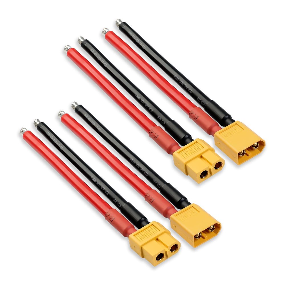 2 Pairs XT60 Plug Male & Female Connector with 12 AWG 100mm. Silicone Wire for RC Lipo Battery FPV Drone Lithium (4 Pcs) - Ledvillage