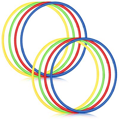Sratte 8 Pcs Color Hoop Detachable Adjustable Exercise Ring Plastic Hoop for Gymnastics Dog Agility Equipment Party Decor, 4 Colors(28 Inch,Bright Colors)