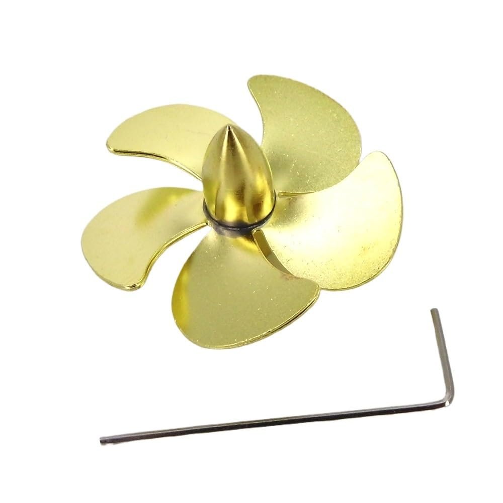 RC Boat Propeller 5-Blades Copper 33mm M4 Prop Impeller for RC Boat Scale Marine Submarine Fishing Tug Boat(Right Hand)