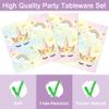 96 Pcs Birthday Plates and Napkins Party Supplies, Gold Horned Horse Disposable Forks Paper Dessert Tableware Decorations Table Dinnerware Favors Set, Serves 24 view 4