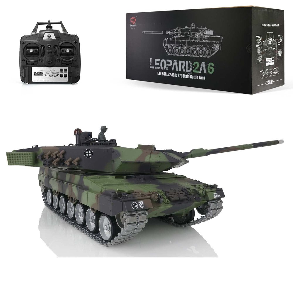 wheelfun Henglong 1/16 7.0 Customized Leopard2A6 RC Tank 3889 Metal Tracks FPV Recoil for Hobby BB Shooting Airsoft Tank That Shoot