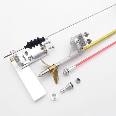 RC Boat Rudder Steering 4mm Flexible Drive Cable Shaft Strut + 75mm Steering Rudder + 48mm Copper Propeller Kit for RC E Boat Mono Boat